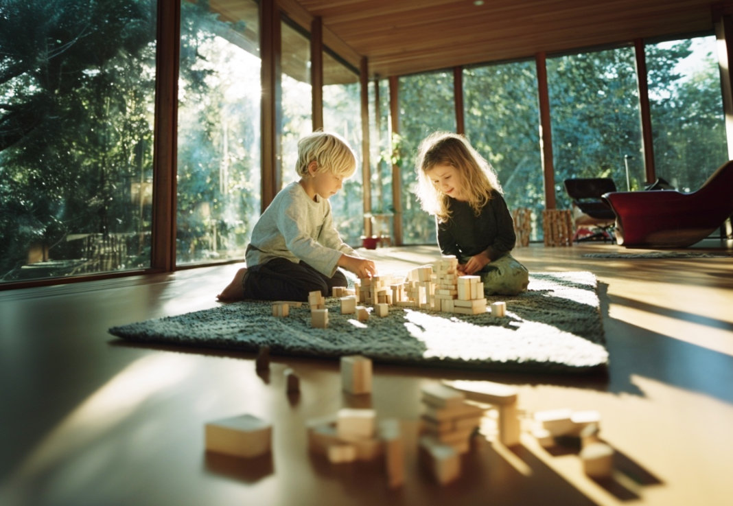 Enfants jouent veranda